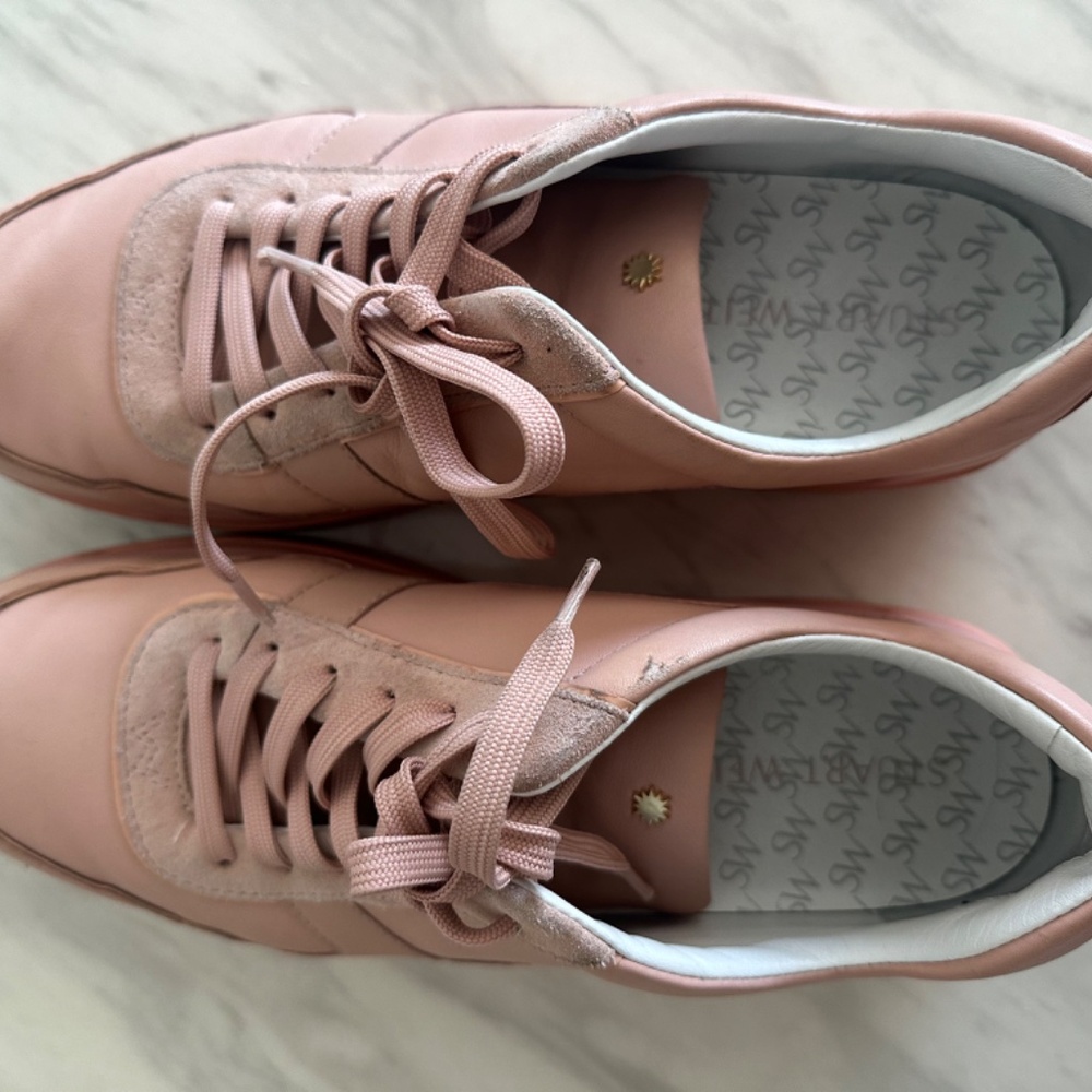 Stuart Weitzman Jaqi Leather Sneakers Size 10 - Picture 13 of 13